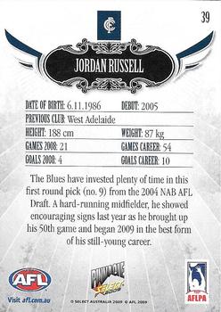 2009 Select AFL Pinnacle #39 Jordan Russell Back